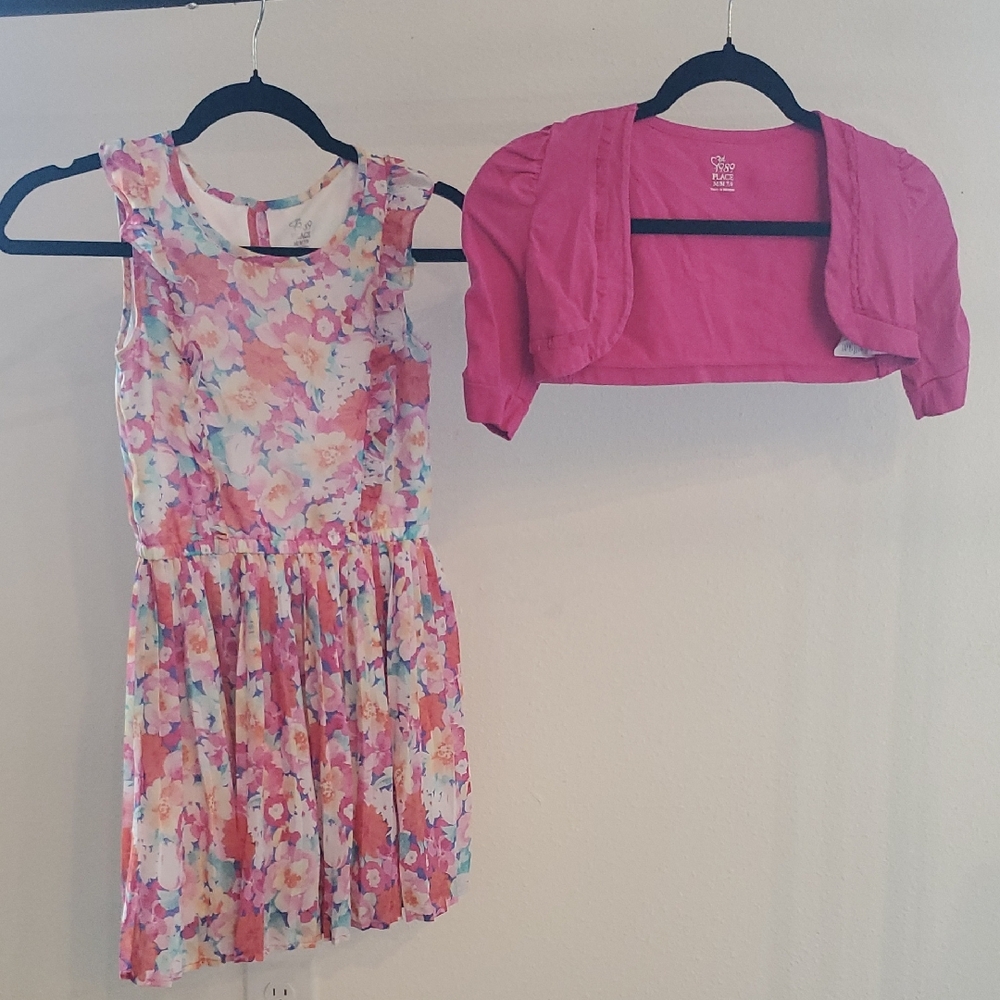 The Children's Place Floral Dress with Pink Shrug. Girls Size 7/8